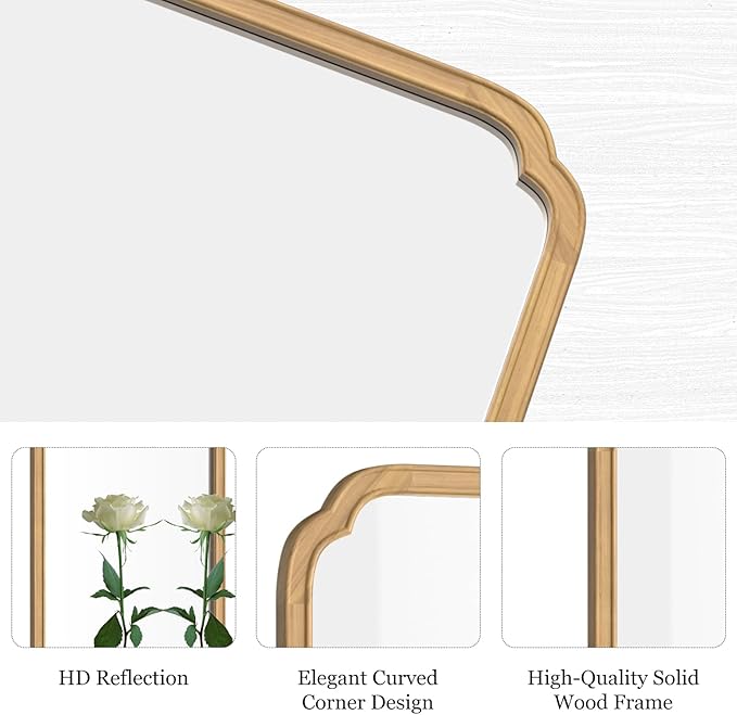 HOMECOOKIN Wood Bathroom Mirrors for Wall Mounted, 20" x 30" Rustic Wood Frame Wall Mirrors Decorative for Living Room or Bedroom Vanity Mirror (Natural) A