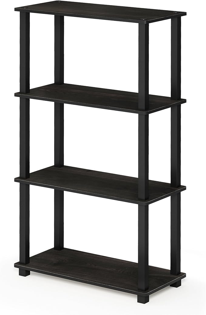 Furinno Turn-N-Tube 4-Tier Multipurpose Shelf Display Rack, Square Tube, Espresso/Black