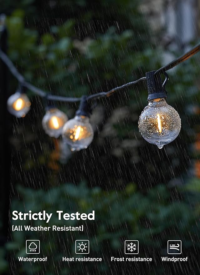 Brightown LED Outdoor String Lights - 150FT Patio Lights with 75 Shatterproof Clear Dimmable Edison Bulbs, Waterproof Connectable Hanging Light for Outside Backyard Porch Party Christmas Decoration