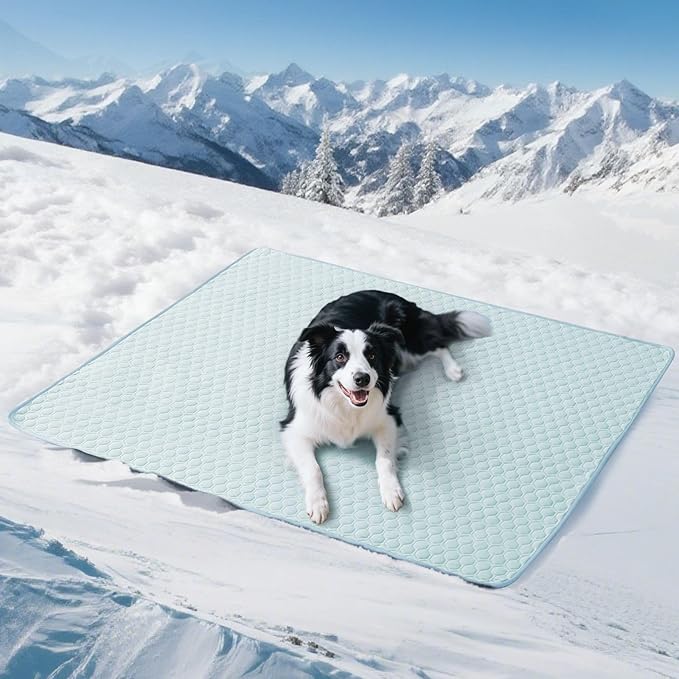 Soulbond Cooling Mat for Extra Large Dogs - 60"x80" Washable Cooling Pad for Puppy, QMAX>0.3, Anti-Slip Bottom, Portable Summer Pet Cool Kennel Bed Pad for Outdoor/Indoor/Cars/Travel Use, Aqua Green