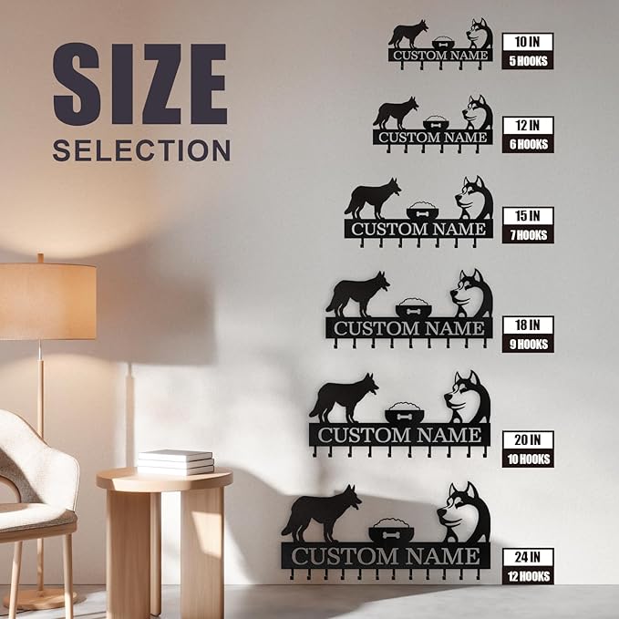 Personalized Dog Leash Holder for Wall - Custom Dog Leash Holder for Wall with Pet's Name, Metal Dog Stuff Storage Organizer, Dog Leash Hangers for Wall, Dog Decor Gifts for Entryway, Farmhouse