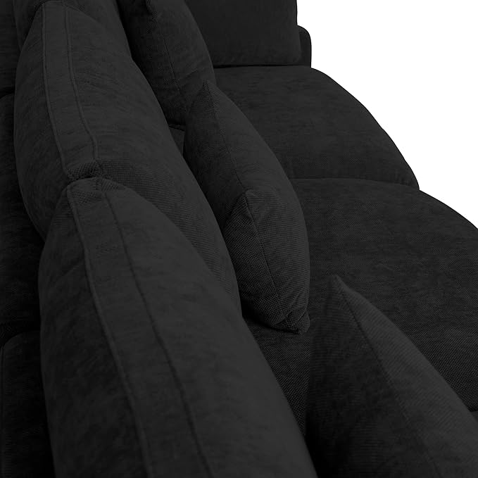 WJShome Modern Middle Module Couch for Living Room, Cushion Covers Removable, Minimalist Comfy Breathable Sofa,Black