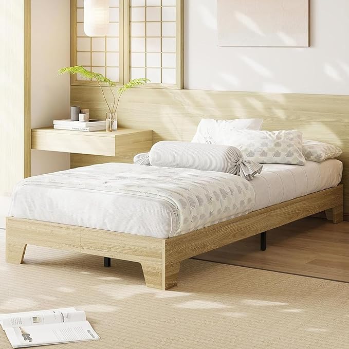 Garvee Wood Platform Bed Frame, Twin XL Bed Frame, Wood Slat Support, No Box Spring Needed, Easy Assembly, Noise-Free Design, Underbed Space for Storage