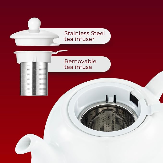 ETHNIQ - Electric Samovar | 4L Stainless Steel Turkish Tea Maker | Adjustable Temperature Controller | Boil Dry & Auto Shot-off | White