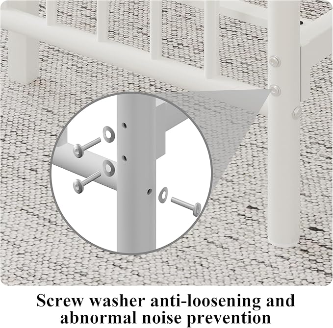 Queen Size Bed Frame, Metal Platform Bed with Victorian Headboard and Footboard, Strong Metal Slats Support, Mattress Foundation No Box Spring Needed, Easy Assembly, Noise Free, White