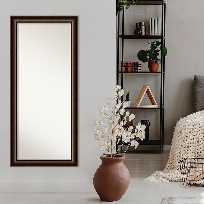 Amanti Art Bronze Full Length Mirror, 66x30 Villa Oil Rubbed Bronze Tall Free Standing Body Wall Mirror Full Length for Dressing, Casual Wood Frame, Lean on Floor or Hang, Wall Decor