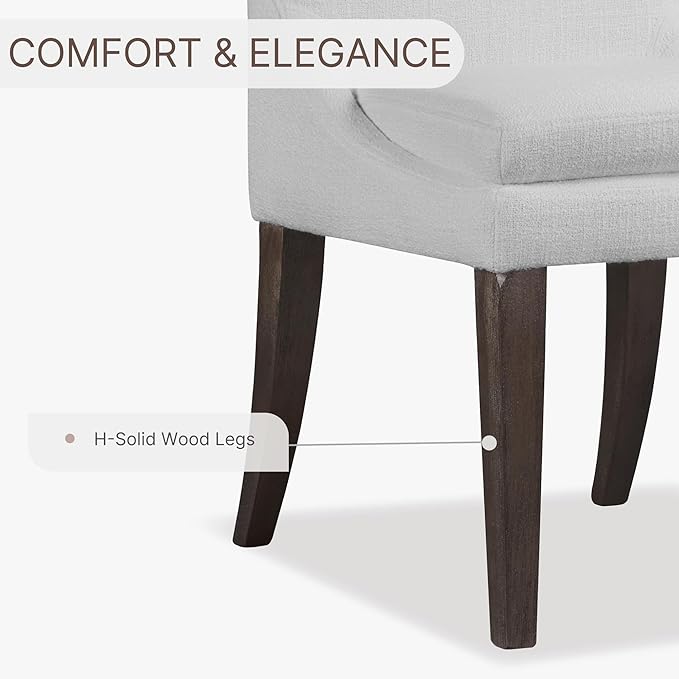 Upholstered Dining Chairs Modern Sidechair Performance Fabric High Back Armlesschair for Diningroom Kitchen,White,Set of 2(1 Box)