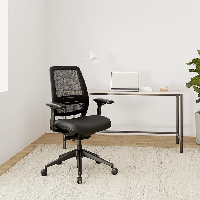 Steelcase Series 2 Office Chair - Ergonomic Work Chair with Wheels for Hard Flooring - with Back Support, Weight-Activated Adjustment & Arm Support - Adjustable Rolling Chairs for Desk - Licorice