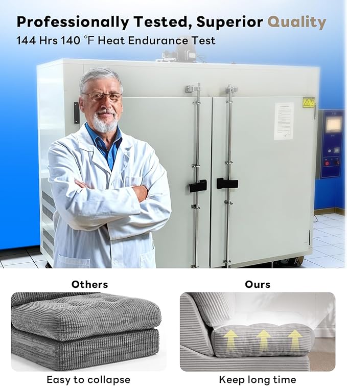 Tbfit 35.8'' Folding Sofa Bed, Convertible Sleeper Chair with Large Pillow, Corduroy Folding Couch Bed, Portable & Foldable Mattress Boneless Floor Sofa Set of 2, Grey