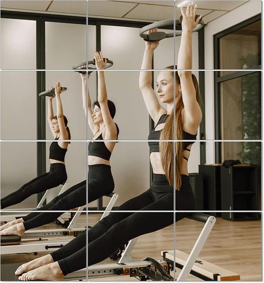 Ruomeng Gym Mirror Tiles, 12 Pcs, 10" x 12", Frameless, Wall-Mounted, Modern Home Gym, Bedroom, Door Mirror