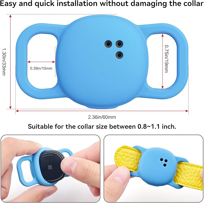 DDJ for Tile Life360 Sticker (2024) Tracker Cat Collar Case, 2-Pack Silicone Anti-Lost Protective Cover Tile Tracker Holder for Dog & Pet Collars, Ultra Durable, Easy Installation, Lightweight, Blue