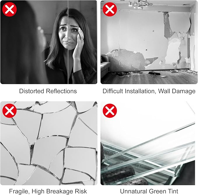 brisafe 2PCS 71" x 32" Home Gym Mirrors for Wall – Ultra-Light Nano Full-Length Wall Mirrors for Dance Studio & Yoga, Ultra Clear Nano Material Full-Length Mirror, Oversized Shatterproof Floor Mirror