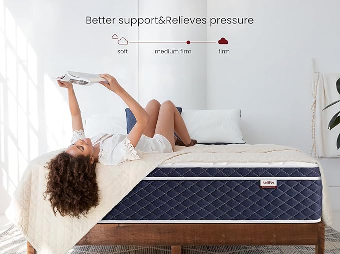 Queen Mattress for Back Pain, 12" Hybrid Mattresses in a Box, Individual Pocket Coils, Medium Firm Feel, CertiPUR-US® Certified Memory Foam, 100-Night Trial, Personalized Support & Pressure Relief