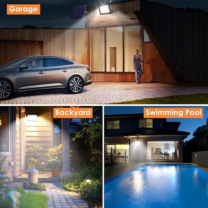 50W LED Flood Light Outdoor 6500K Daylight White,12000LM Super Brighter LED Work Light,IP66 Waterproof Security Light with Switch and Plug for Garage, Garden, Yard, Stadium