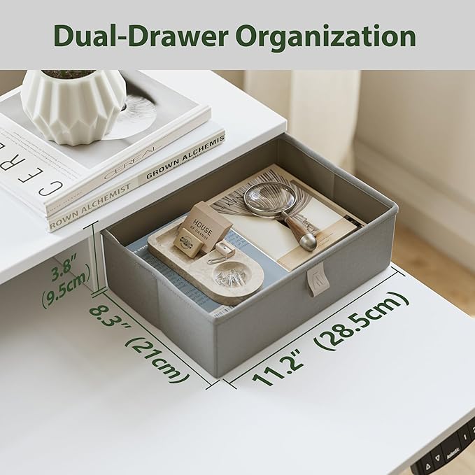 Agilestic Electric Standing Desk with 2 Drawers and Keyboard Tray, 48 x 23 Inches Ergonomic Adjustable Height Desk with Storage, Sit Stand Computer Workstation, White