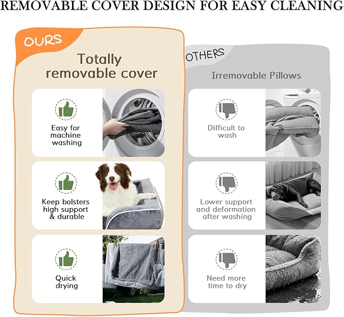 Comfort Expression Large Dog Beds Waterproof, Orthopedic Dog Beds for Large Sized Dogs, Comfy Pet Bed Sofa with Washable Removable Cover & Non-Slip Bottom(Khaki)