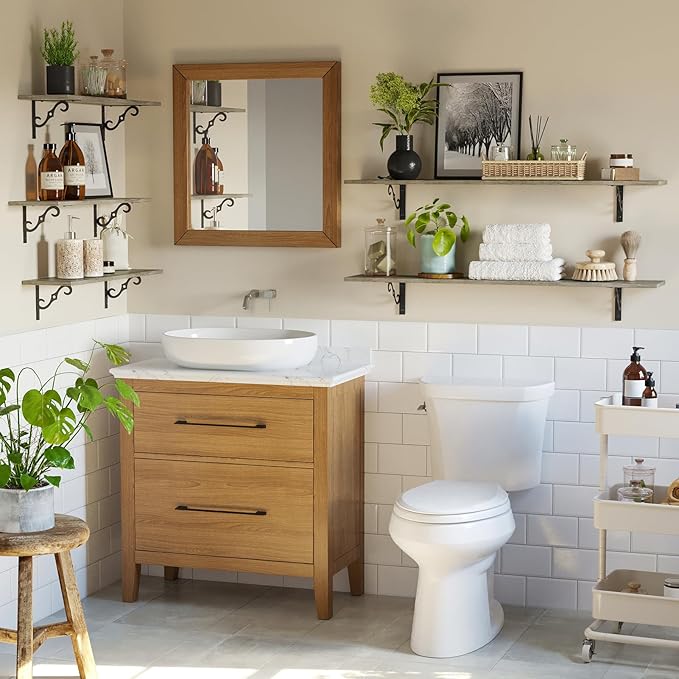 DINZI LVJ Long Wall Shelves, 55.1" Large Floating Shelves Set of 2, Farmhouse Display Shelf Wall Mounted with Heavy Duty Brackets, Easy Assembly for Kitchen, Bathroom, Bedroom, Balcony, Gray Wash