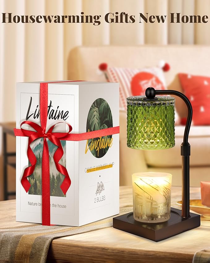 Candle Warmer Lamp with Timer Dimmer Adjustable Height, Birthday Gifts for Women, House Warming New Home Decor Gifts for Mom, Electric Wax Warmer for Jar Candles, Green