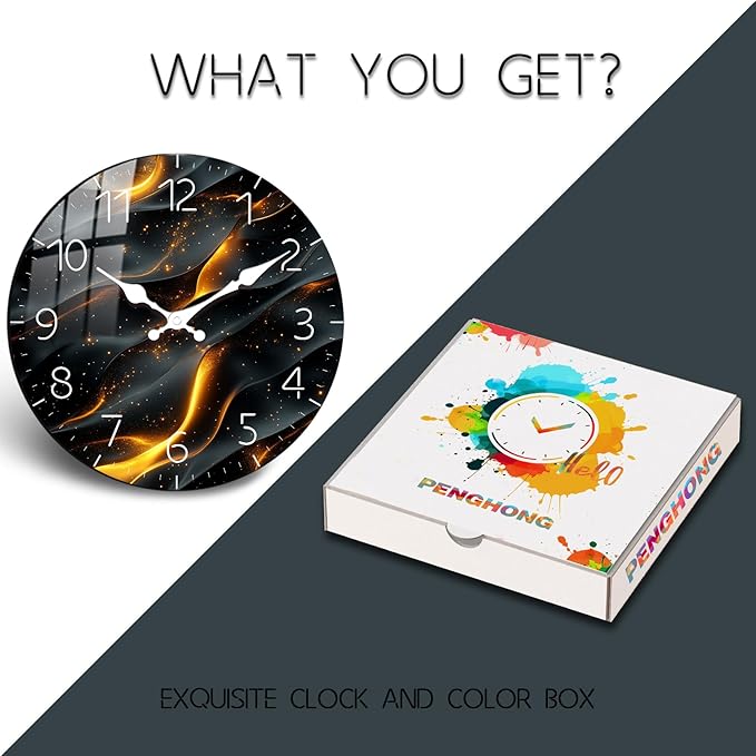 Modern Wooden Wall Clock for Office Decor 16 Inch Marble Design Clocks Battery Powered Wall-Clock for Living Room