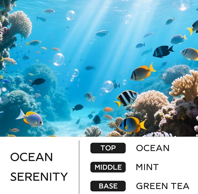 Scented Candles, 14.1 oz Scented Candles for Home, 2 Wicks Blended Scents Aromatherapy Candles for Women and Men, Birthday Gifts for Women (Ocean+Mint+Green Tea)