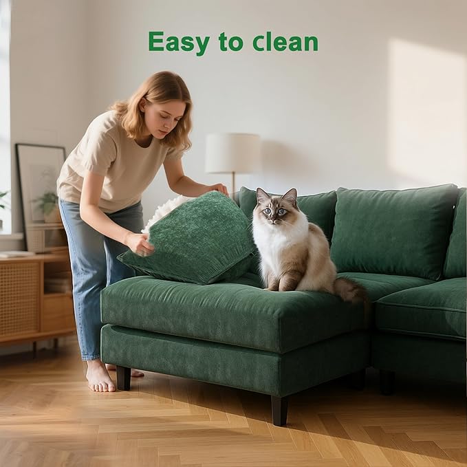 111.4" U Shaped Cloud Couch Sectional with 2 Ottoman｜Modular Chenille Sofa with 29.1" Deep Seat｜FSC Solid Wood Frame｜Easy Assembly & 1YR Guarantee｜for Living Room Bedroom Apartment