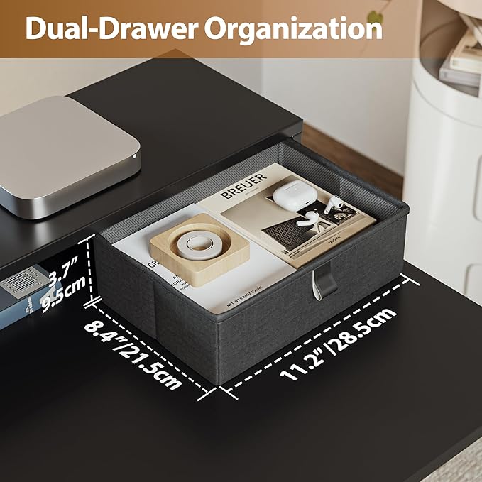 Agilestic L-Shaped Electric Standing Desk, 63x55 Inch Ergonomic Adjustable Height Desk with Storage, Stand Up Corner Desk Sit Stand Computer Table Power Outlet & LED Lights, Office Table, Black