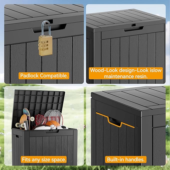 31 Gallon Outdoor Storage Box, Resin Deck Boxes Outdoor Waterproof For Patio Furniture, Garden Tools, Pool Supplies, Durable And UV Resistant, Lockable(2Box,a set)