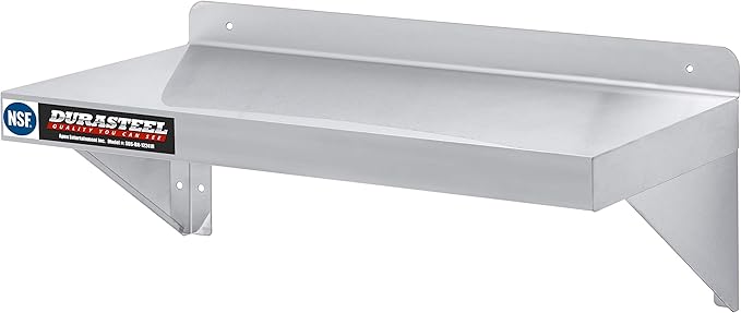 DuraSteel Stainless Steel Wall Shelf - 24" Wide x 12" Deep Commercial Grade - NSF Certified - Industrial Appliance Equipment (Restaurant, Bar, Home, Kitchen, Laundry, Garage and Utility Room)