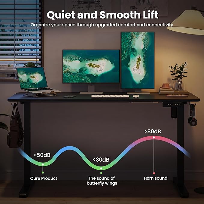 Casaphoria 55 x 24 inches Electric Standing Desk, Sit to Stand Desk with Memory Height Adjustment, Home Office Computer Desk for Writing and Games, Black