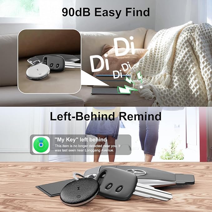 Air Tracker Tags-4 Pack, Smart Tag Work Compatible with Apple Find My (iOS Only), Bluetooth Tag Item Finders IP68 Waterproof Replaceable Battery for Wallet, Luggage, Backpack, Pets
