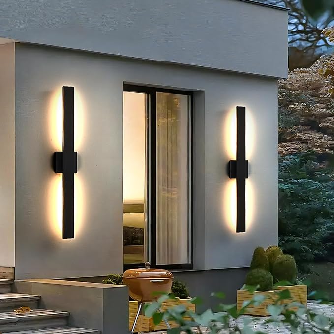 Upgraded 47in Black Long Modern LED Outdoor Wall Lights 3000K 4000K 5000K Dimmable Exterior Wall Sconce Outside Light fixtures for House Garage Front Door