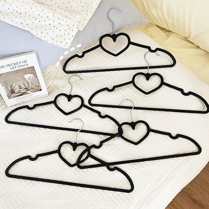 Black Velvet Hangers 50 Pack, 16" Non Slip Adult Hangers, Slim Clothes Hanger with 360 Degree Swivel Hook - Durable & Cute