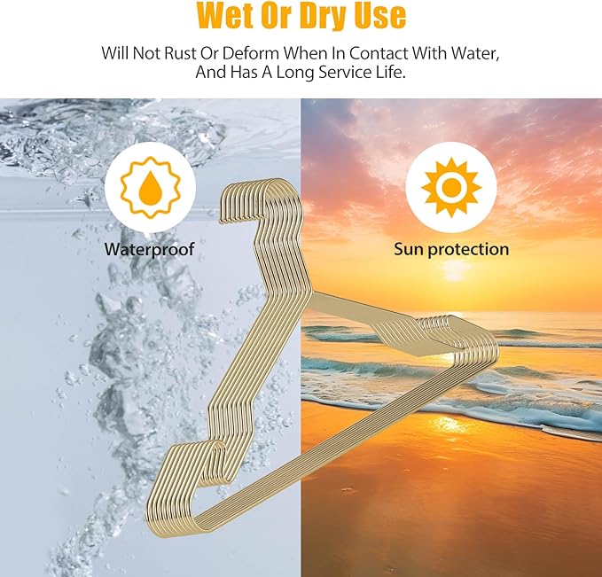 Gold Aluminum Hangers, 16.5 Inch Smooth and Durable Metal Shirt Dress Hanger, Lightweight and Sturdy Metal Hanger for Suit Jackets and Casual Pants (20 Pack)