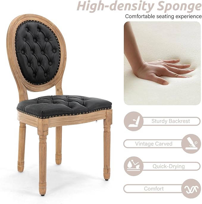 SoarFlash Kitchen Table and Chairs for 2, 31.5" Dining Table Set for 2 with French Dining Chairs, 3 Piece Round Kitchen Table Set, Dining Room Table Set for Small Space, Apartment