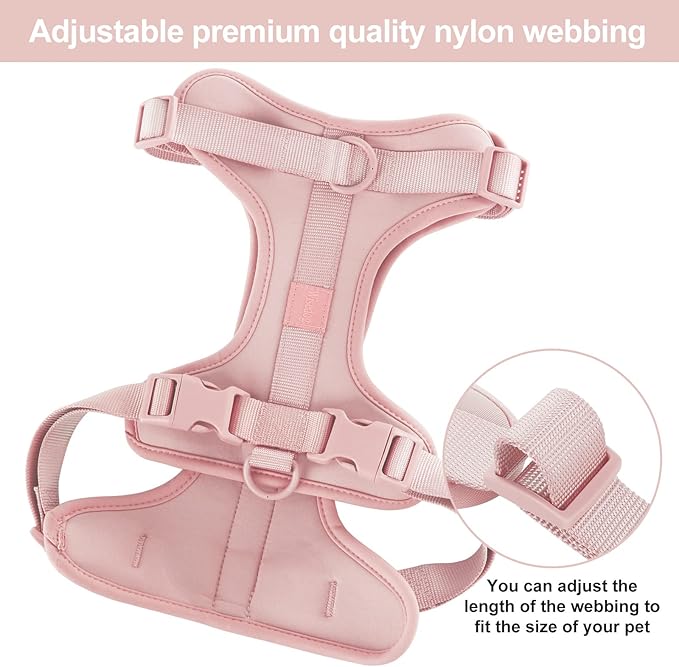 Wisedog No Pull Lightweight Dog Vest Harness with Soft and Comfortable Cushion, Breathable Mesh, for Small Medium Large Dogs Walking (XS(Neck: 7.48"-10.63";Chest: 10.63"-15.35"), Gossamer Pink)