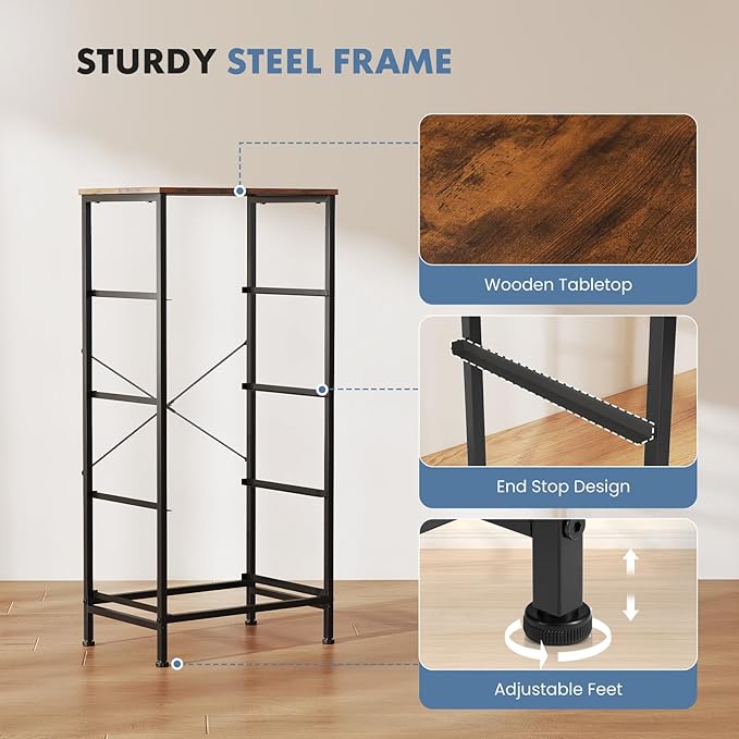 DUMOS Nightstand with 4 Drawers Bedside Table with Removable Fabric Bins Sturdy Steel Frame Wood Top Organizer Furniture for Bedroom Closet Living Room,Floral Painted