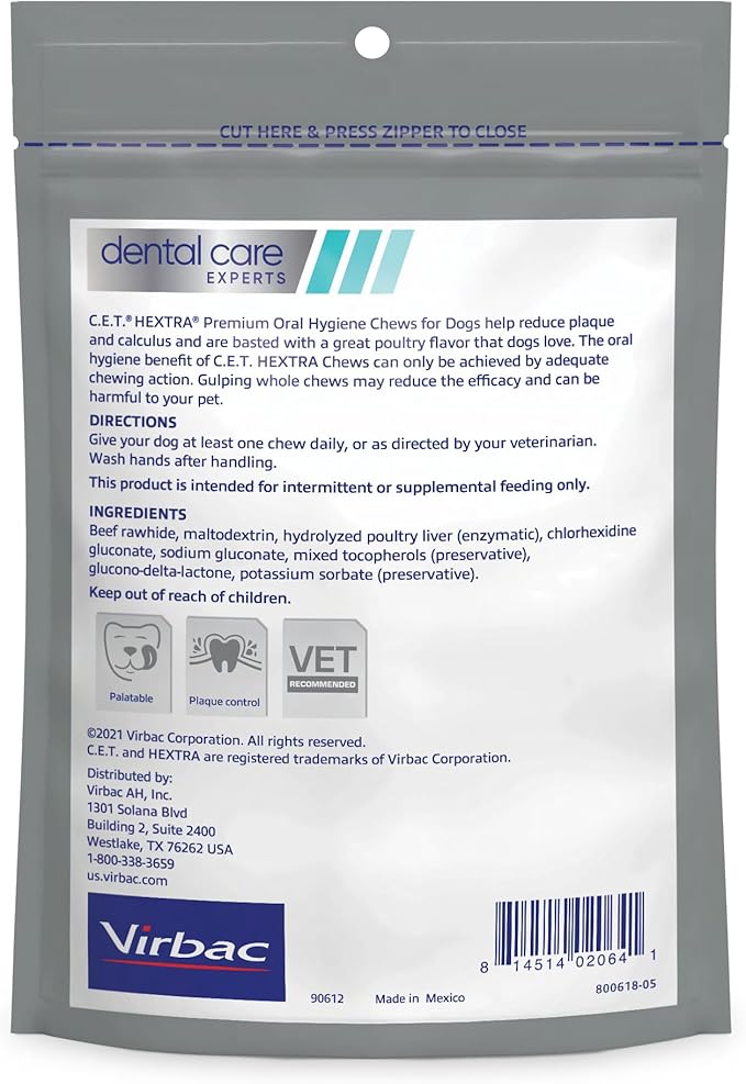 Virbac CET HEXtra Premium Oral Hygeine for Dogs, under 11 lbs(Pack of 1)