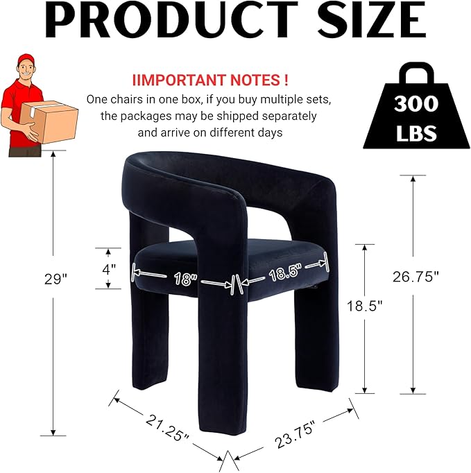 Modern Barrel Dining Chair, Velvet Upholstered Accent Side Chair with Arms Comfy Makeup Vanity Chair, Dining Living Room Kitchen Chair, Black