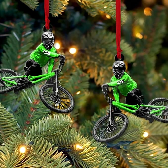 UrbanNEST Personalized Mountain Bike Christmas Ornament, Bicycle Ornaments for Christmas Tree, Mountain Bike Ornament, Bicycle Ornaments, Biker Girl Gifts, Gifts for Cyclist, Xmas Decorations