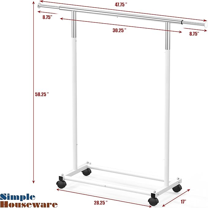 Simple Houseware Standard Rod Garment Rack, White