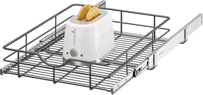 ALINE FURNITURE Pull Out Shelves - 17" W x 22" D Soft Close Pull Out Cabinet Organizer 1 Tier - Slide Out Drawers with Shelf Liner, Heavy Duty Steel Wire Baskets for Kitchen Cabinets, Pantry, Bathroom