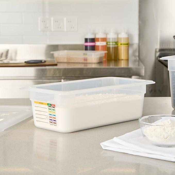 Restaurantware Food Pans Pack of 10 Plastic Rectangle Food Containers 1/3 Size with Traceability Label, Storage Containers Dishwashable Hot Cold Friendly for Restaurants Buffet Commercial Use