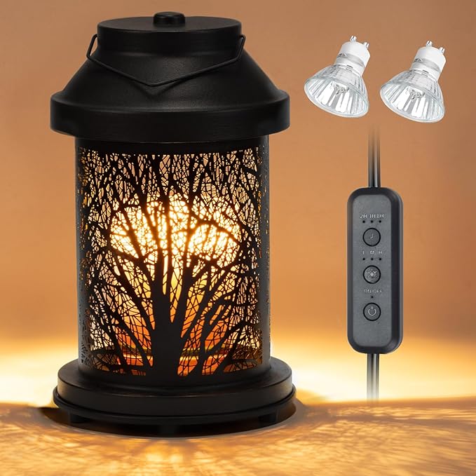 Candle Warmer Lamp - Candle Jars Warmer with Timer & Dimming Function, Electric Candle Lamp for Home Fragrance and Home Décor, Bedside Lamp, Gifts for Women Mom (2 Bulbs Included)