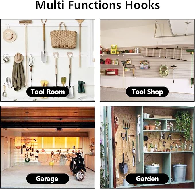 HOME MASTER HARDWARE 12 Pack 4-Inch Heavy Duty Garage Storage Wall Hooks, Steel J Utility Hooks for Hanging Ladders, Tools, Bikes, Grey