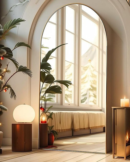 Gold Arch Mirror - 34in x 76in Freestanding Full Body Mirror, Wall-Mount Option for Bedroom