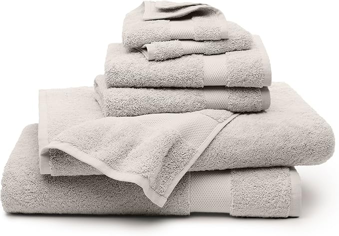 BOLL & BRANCH Plush Bath Sheet Set - Pewter - 6 Piece - Includes 2 Oversized Bath Sheets, 2 Hand Towels & 2 Washcloths - 100% Organic Cotton - Ultra Soft & Luxurious - Quick Absorbing