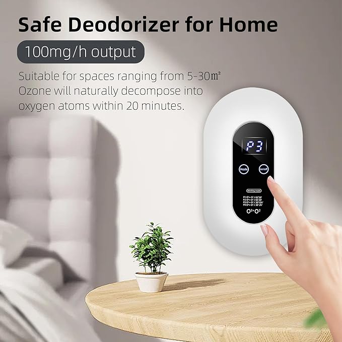 Air Purifier Air Ionizer for Home - Ozone Odor Eliminator for Strong Odor, Portable Cat Litter Deodorizer for Pets Poof Odor, Plug In Air Freshener for Home, Bedroom, Office, Kitchen, Toilet, Shoes