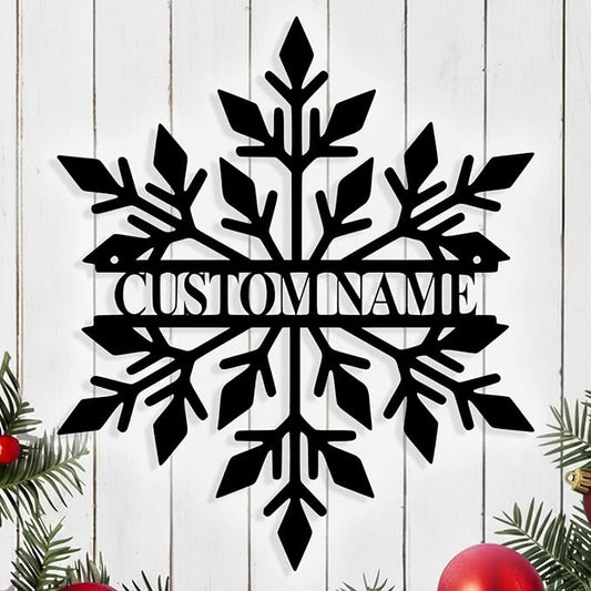 Personalized Christmas Snow Metal Sign, Custom Name Metal Snow Sign Wall Decor, Merry Christmas Signs Outdoor Wall Decoration for Home Living Room, Bedroom, Office, Garden, Porch