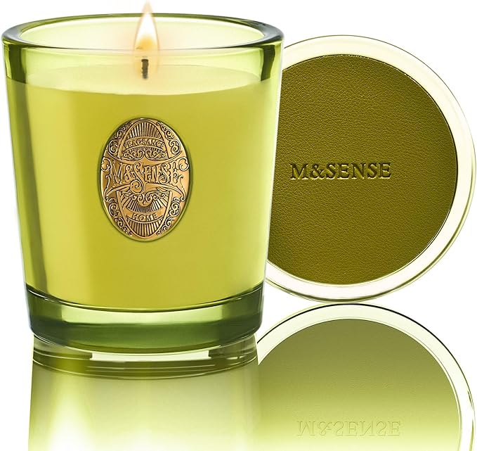 M&SENSE Natural Fresh Soy Candle | White Tea Sage & Matcha Green | 9.2 oz, 50H Burn Time | Luxury Scented Candle for Relaxation, Gifting, Home Décor | Ideal for Bedroom, Office, Party Ambiance