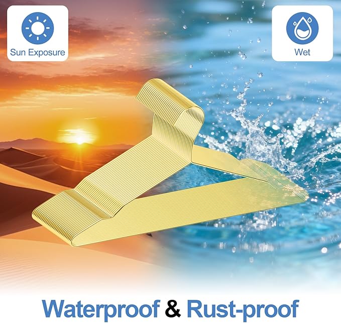 Metal Wire Clothes Hangers Bulk 30 Pack Gold, Heavy Duty Ultra Thin Space Saving Hangers with Non-Slip Notches, for Suits, Coats, Dresses, Shirts, Pants, Closet Organizer